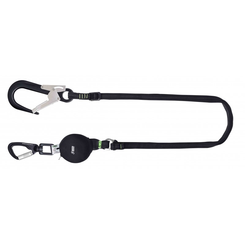 Longe réglable avec absorbeur d'énergie compact (140 kg, arêtes vives), sangle lg. 2 m - GRAVITY-S - KRATOS SAFETY®