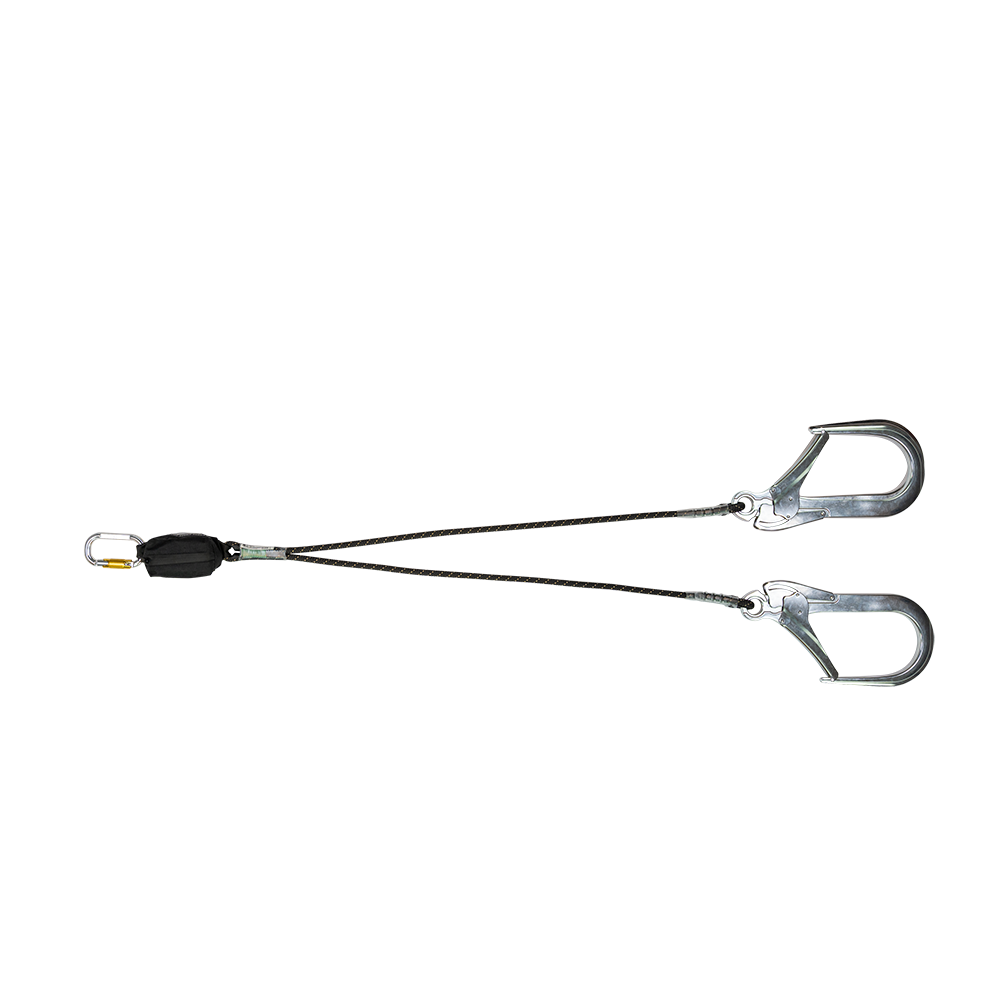 Longe antichute double avec absorbeur, mousqueton alu triple action et TMGO alu - 150 cm - DYNAPRO AIR V HOOK XL - BEAL®