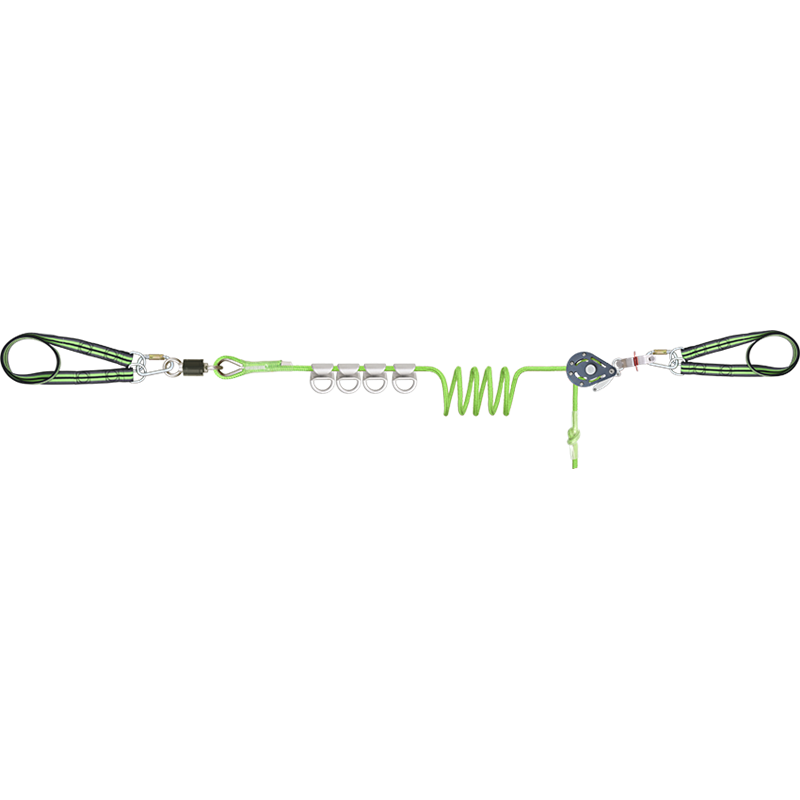 Ligne de vie temporaire horizontale pour 4 utilisateurs (avec navettes), 5/25m - KRATOS SAFETY®