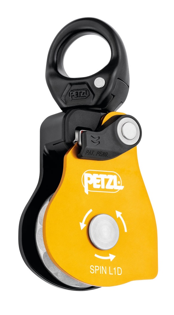 Poulie simple RàB à flasque ouvrante, émerillon et avec un sens de rotation unique - SPIN L1D - PETZL®