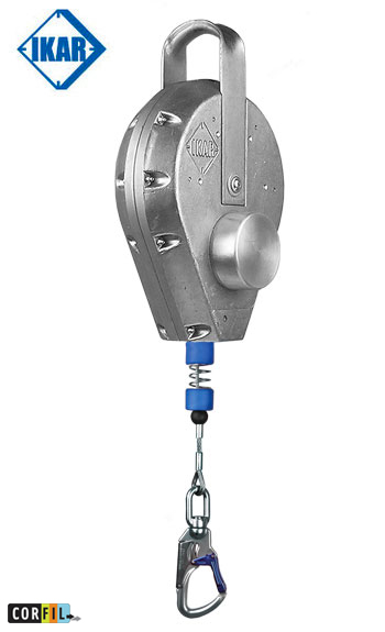 Antichute descendeur/évacuateur à câble inox, carter alu et snaphook alu - 42-HASE - IKAR®