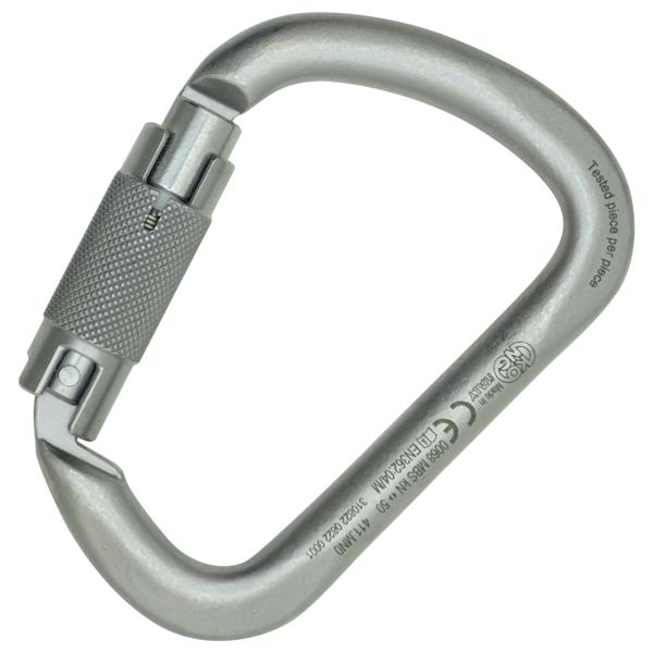Mousqueton acier en poire - 50kN - Triple action - X-LARGE CARBON AUTOBLOCK - KONG®