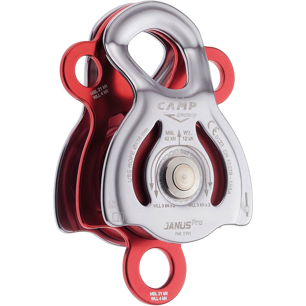 Poulie double RàB à flasques mobiles Prusik avec trois trous de connexion - JANUS PRO - CAMP®