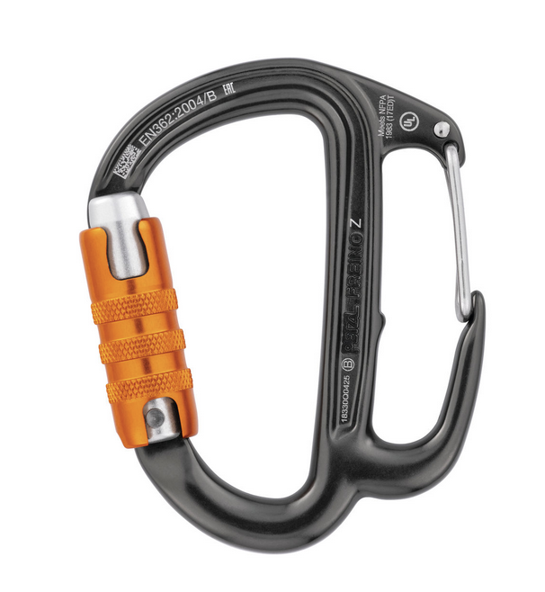 Mousqueton avec ergot de freinage, alu en D - Triple action - FREINO Z TRIACT LOCK - PETZL®
