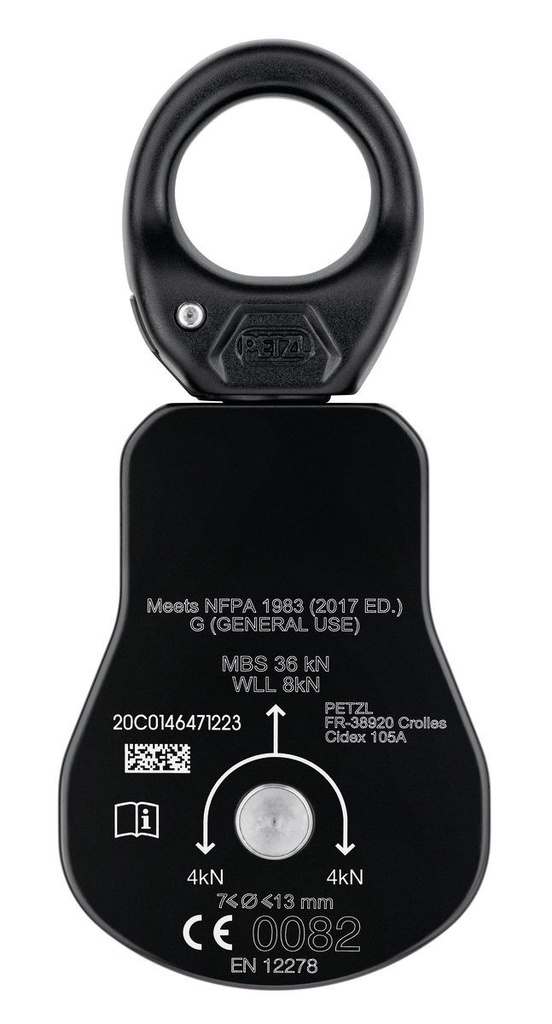 Poulie simple RàB à flasque ouvrante avec émerillon - SPIN L1 - PETZL®
