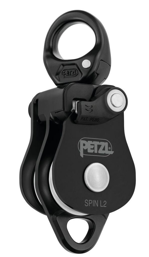 Poulie double RàB à flasque ouvrante avec émerillon - SPIN L2 - PETZL®