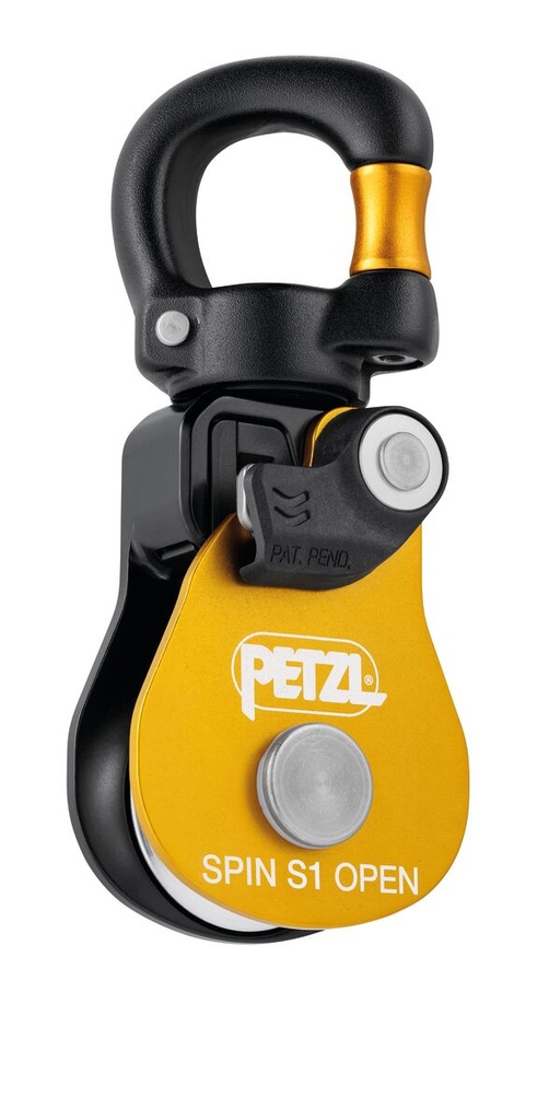 Poulie simple RàB à flasque ouvrante avec émerillon ouvrable - SPIN S1 OPEN - PETZL®