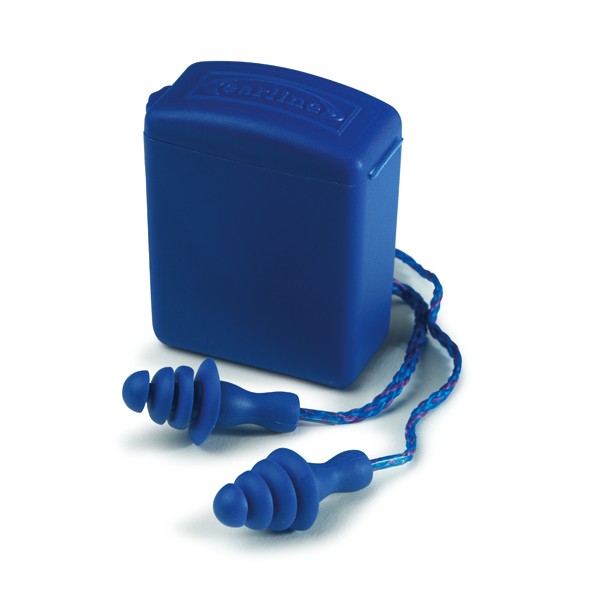 Bouchons antibruit bleus cordés avec bille acier SNR 26 dB - COVERGUARD®