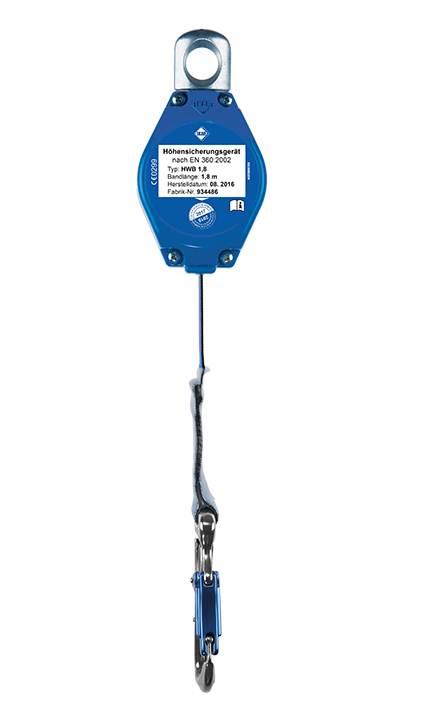 Longe à rappel auto, sangle 1.80 m, carter et snaphook alu, utlisation verticale, facteur 2 & horizontale - 41-HWB - IKAR®