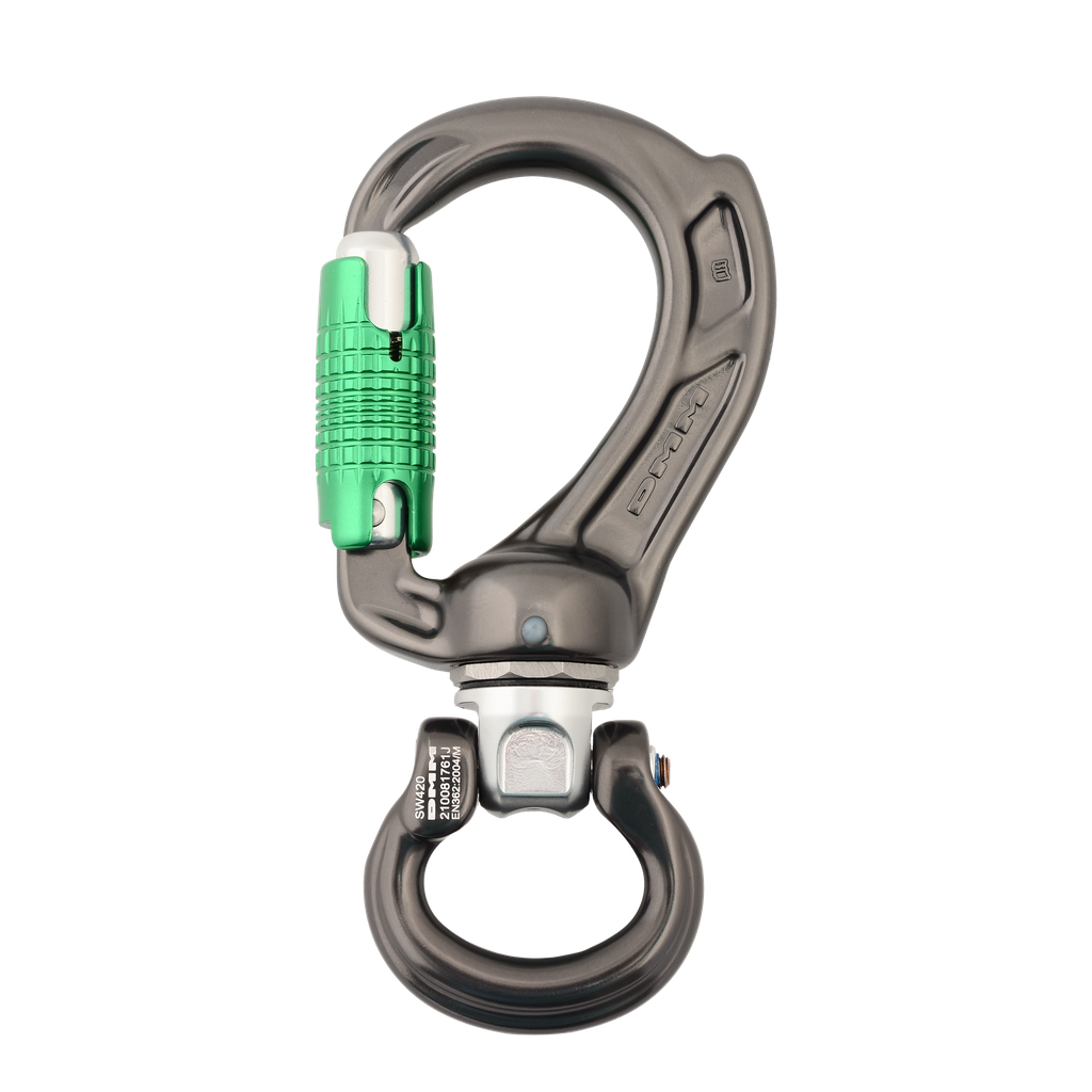 Mousqueton alu en poire avec émerillon L - Triple action -  DIRECTOR SWIVEL BOSS LOCKSAFE - DMM®
