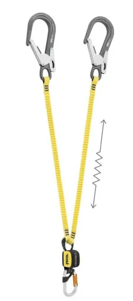Longe double élastiquée 150 cm  avec absorbeur, mousqueton OK TRIACT LOCK et MGO alu - ABSORBICA-Y FLEX MGO - PETZL®
